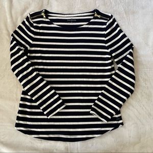 Talbots Navy Blue & White 3/4 Sleeve- Medium